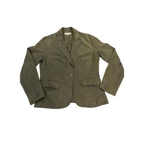 Coldwater Creek Faux Suede Blazer Jacket Olive Green Women's XS (4) Button Front